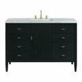 James Martin Vanities 48'' Vanity, Carbon Oak w/ 3 CM Eternal Jasmine Pearl Quartz Top 485-V48-CBO-3EJP